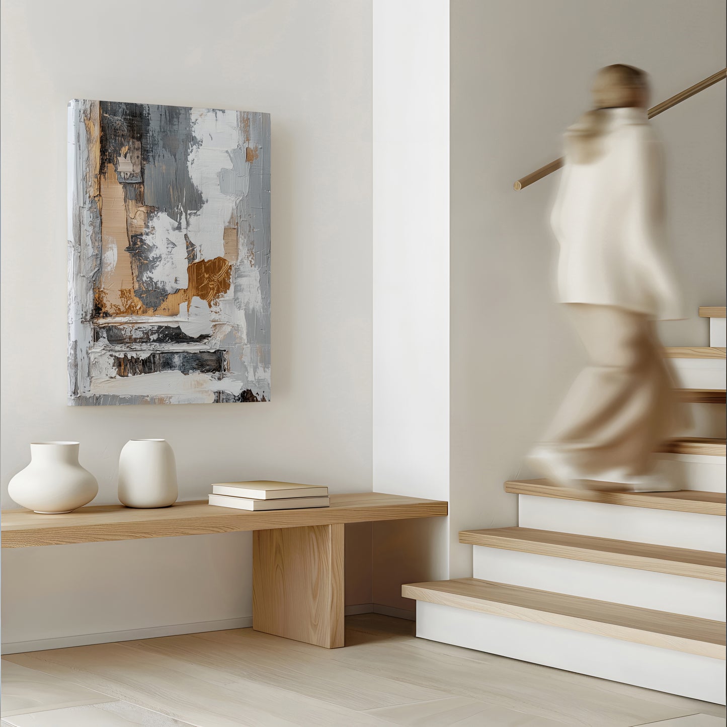 Gold & Cream Wall Paint Abstract Canvas