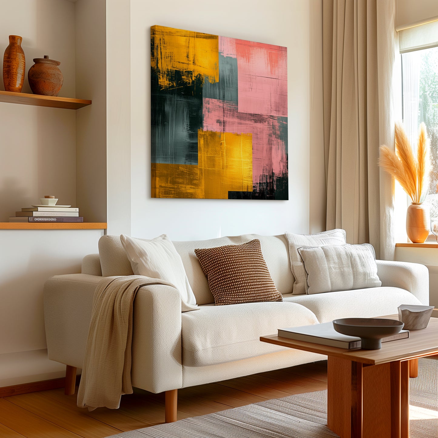 Gold & Pink Chaos Abstract Canvas