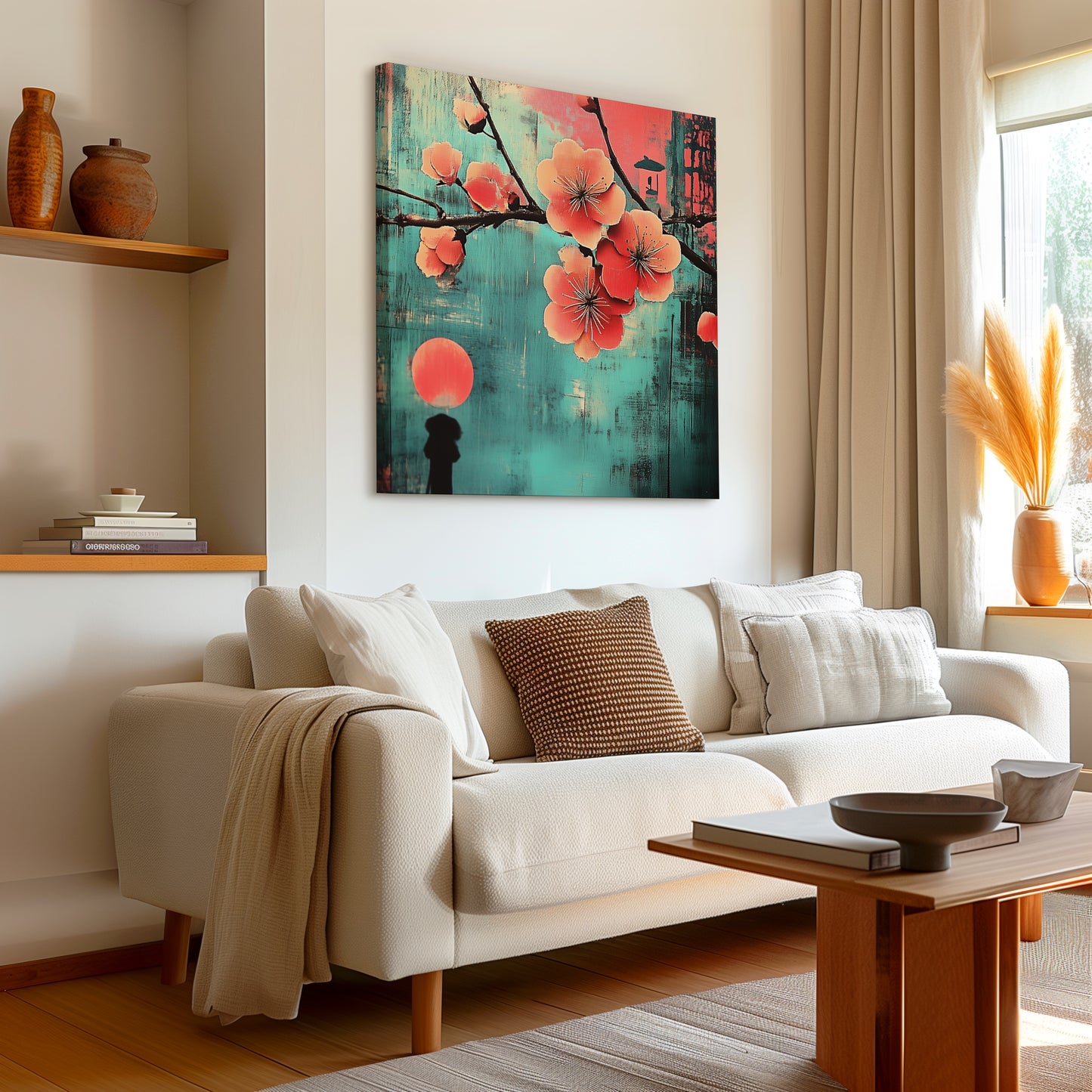 Japanese Cherry Blossom Abstract Canvas