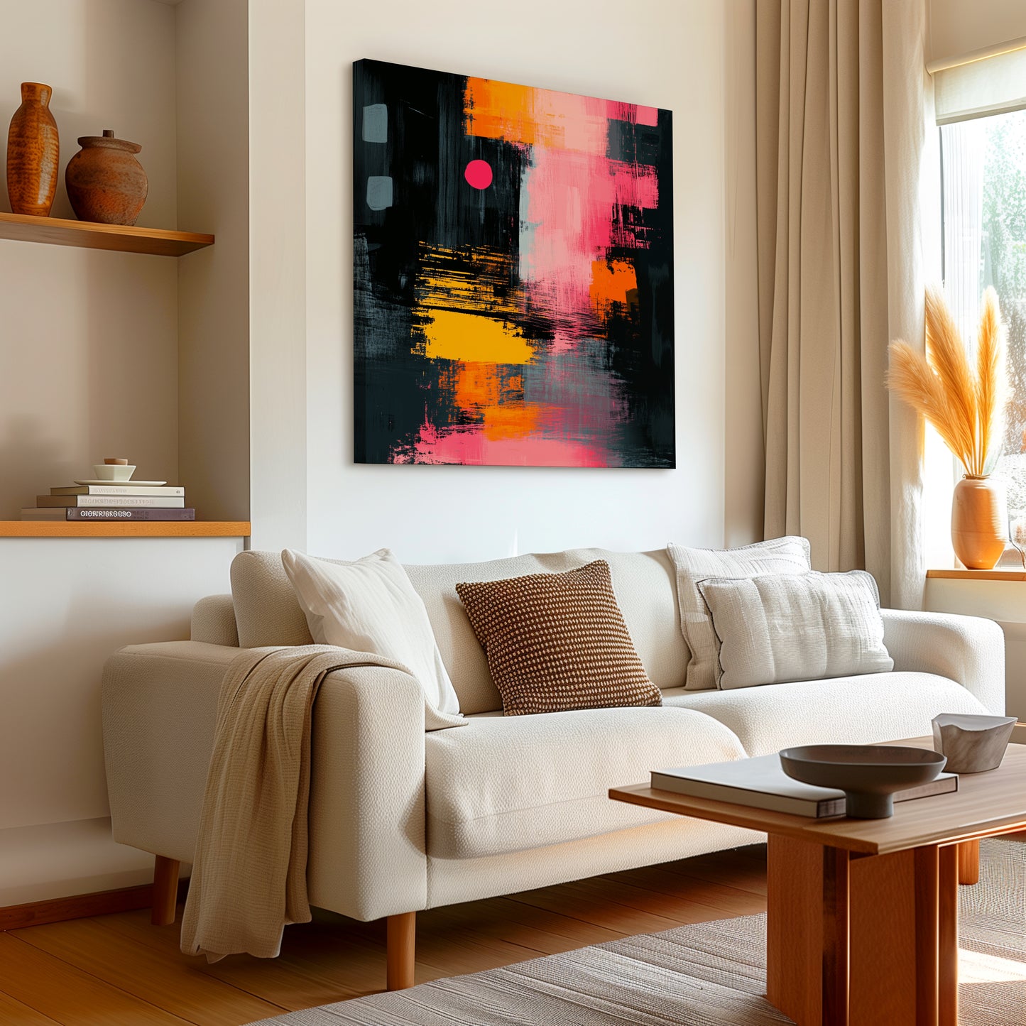 Pink & Orange Chaos Abstract Canvas