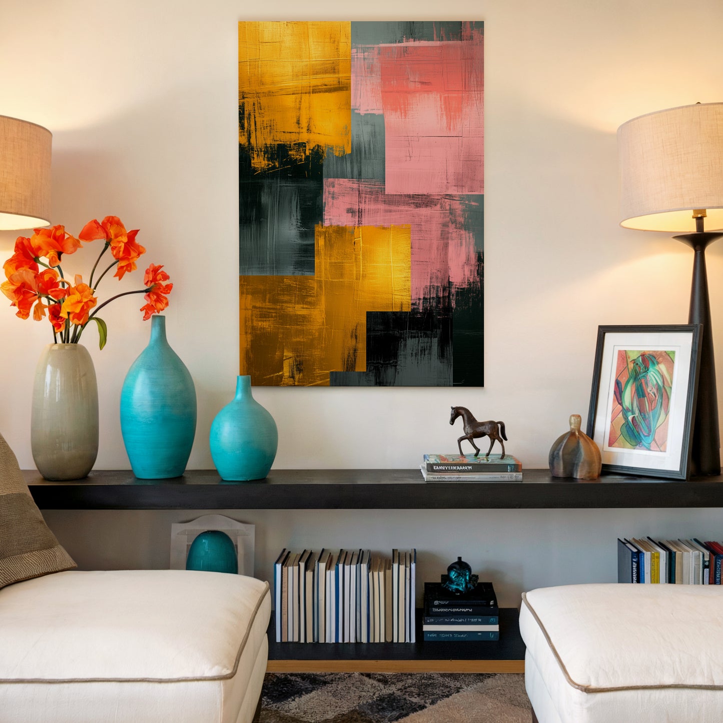 Gold & Pink Chaos Abstract Canvas