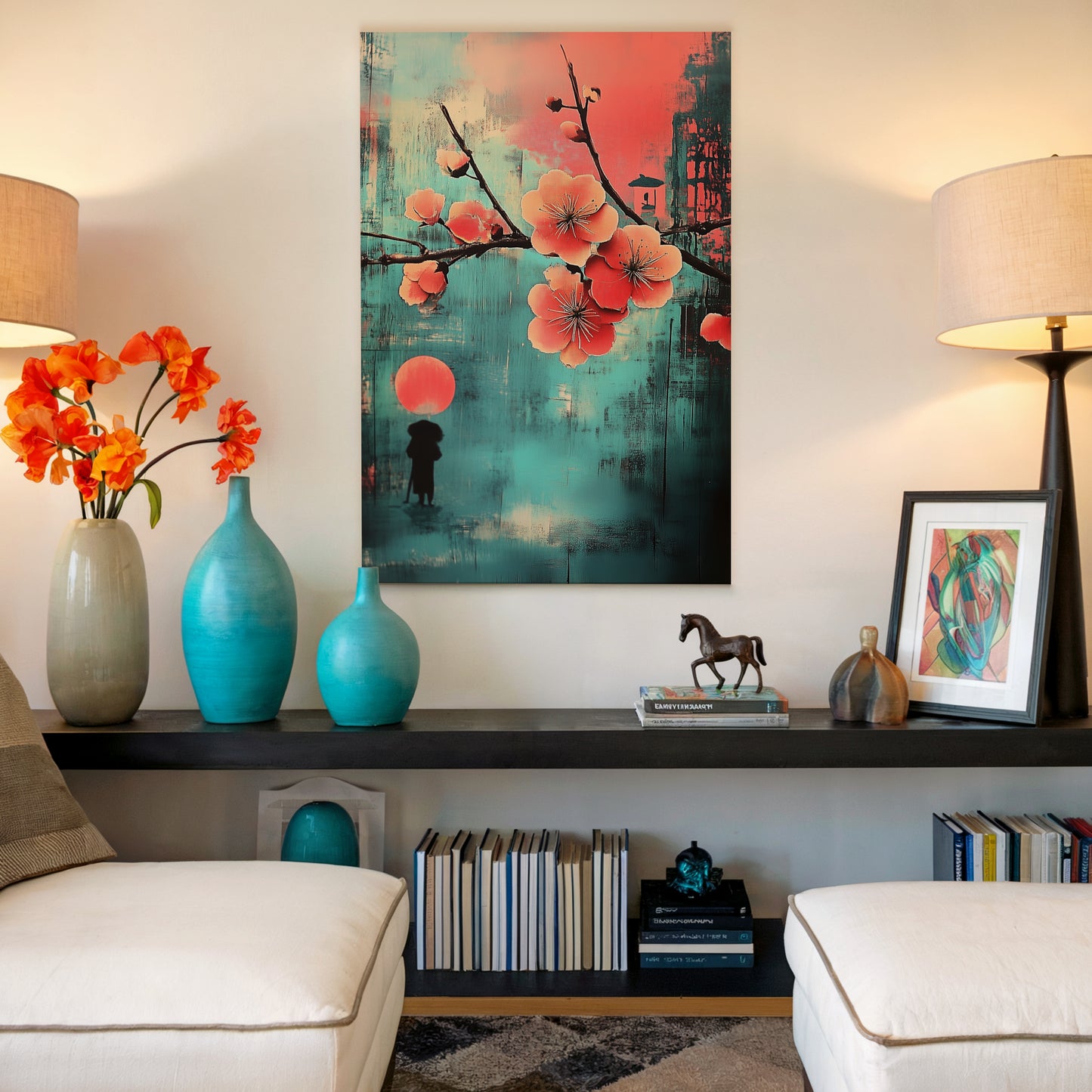 Japanese Cherry Blossom Abstract Canvas