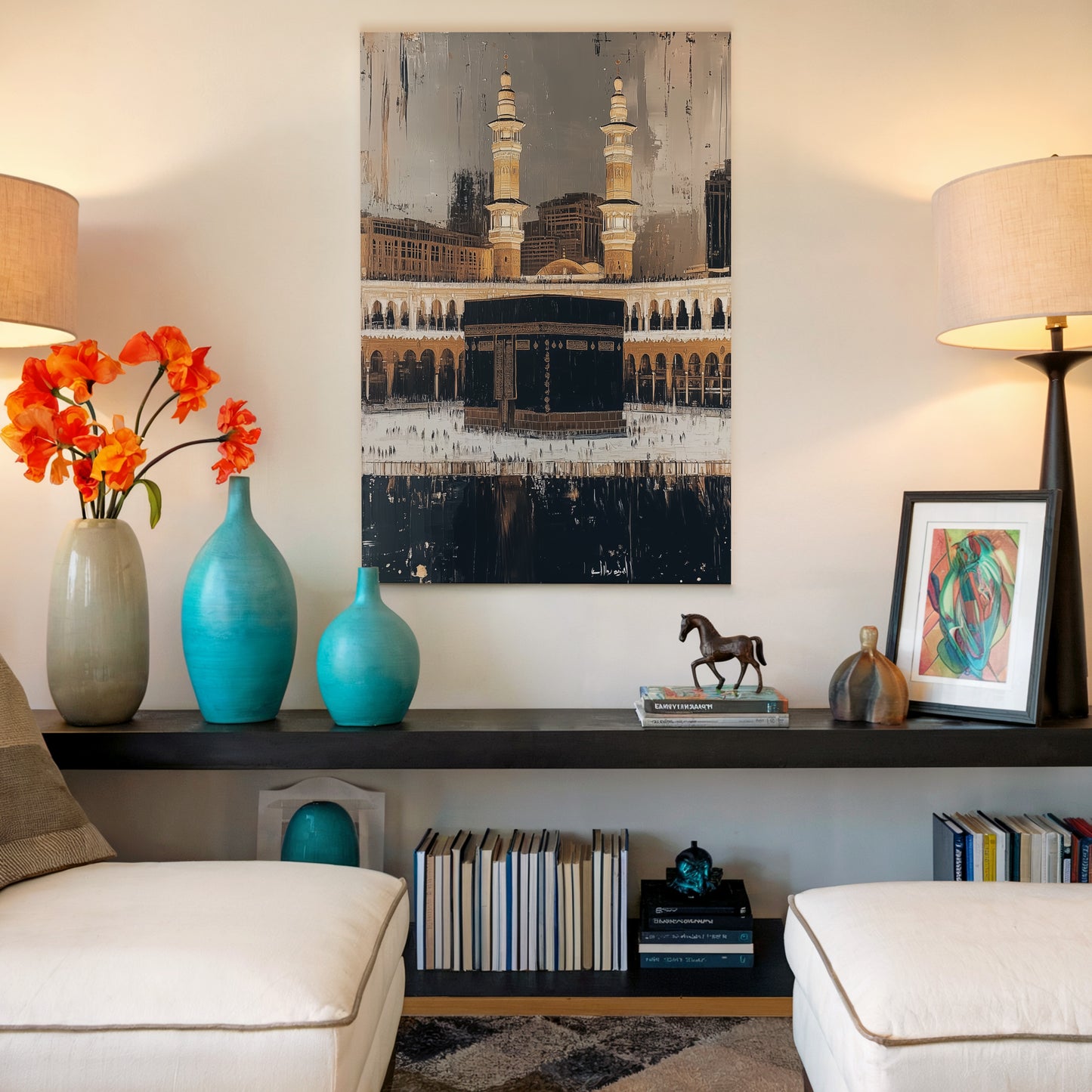 A striking abstract Kaaba canvas