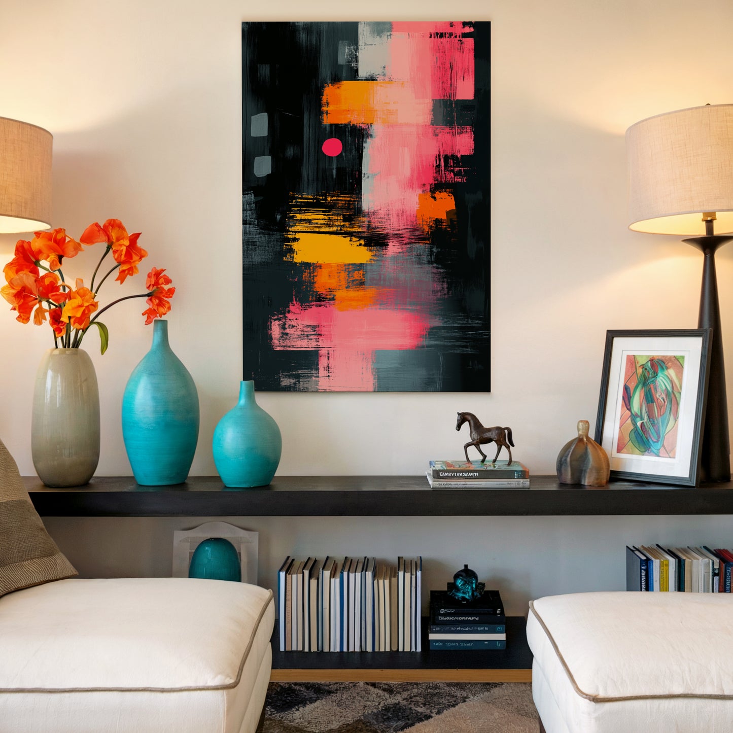 Pink & Orange Chaos Abstract Canvas