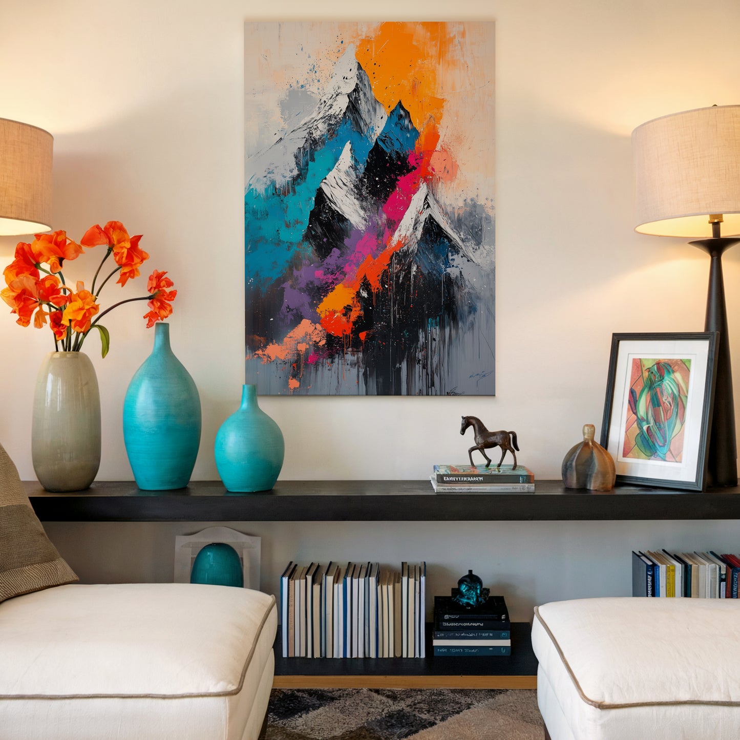 Coloured Mountain Abstract Canvas
