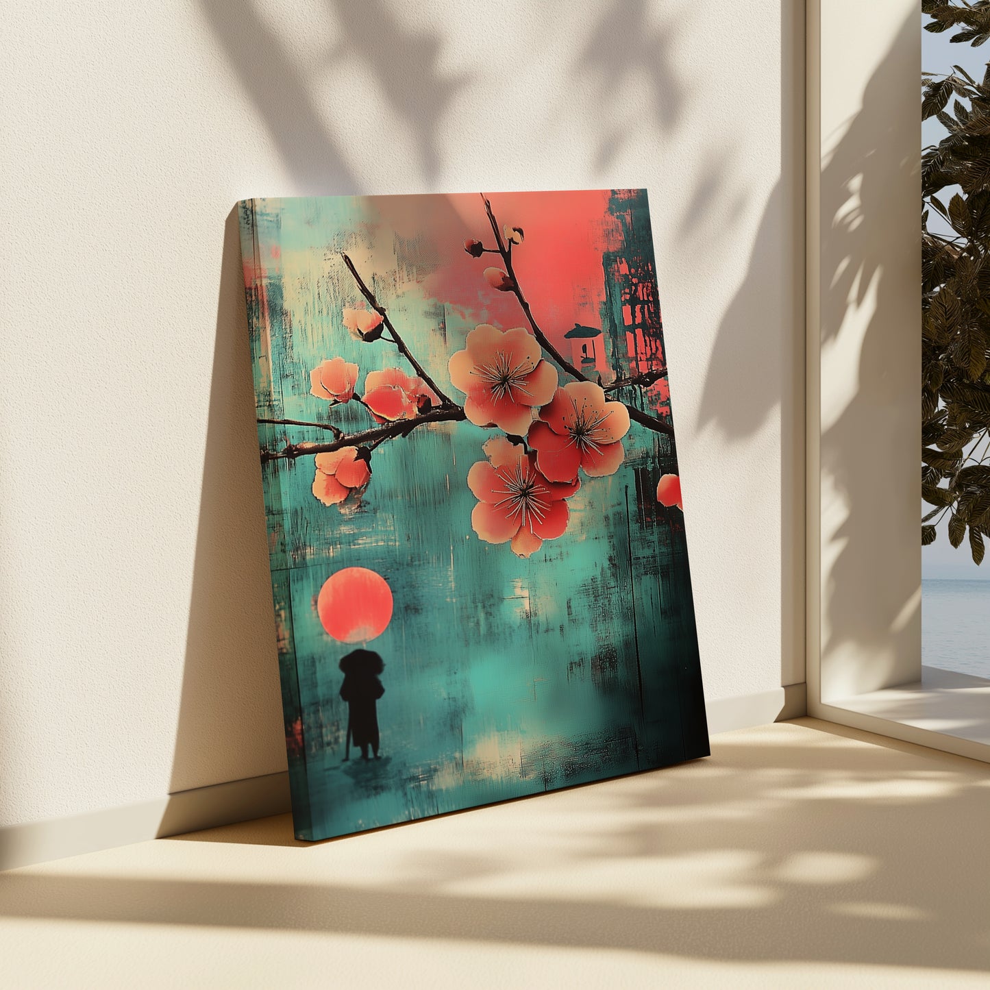 Japanese Cherry Blossom Abstract Canvas