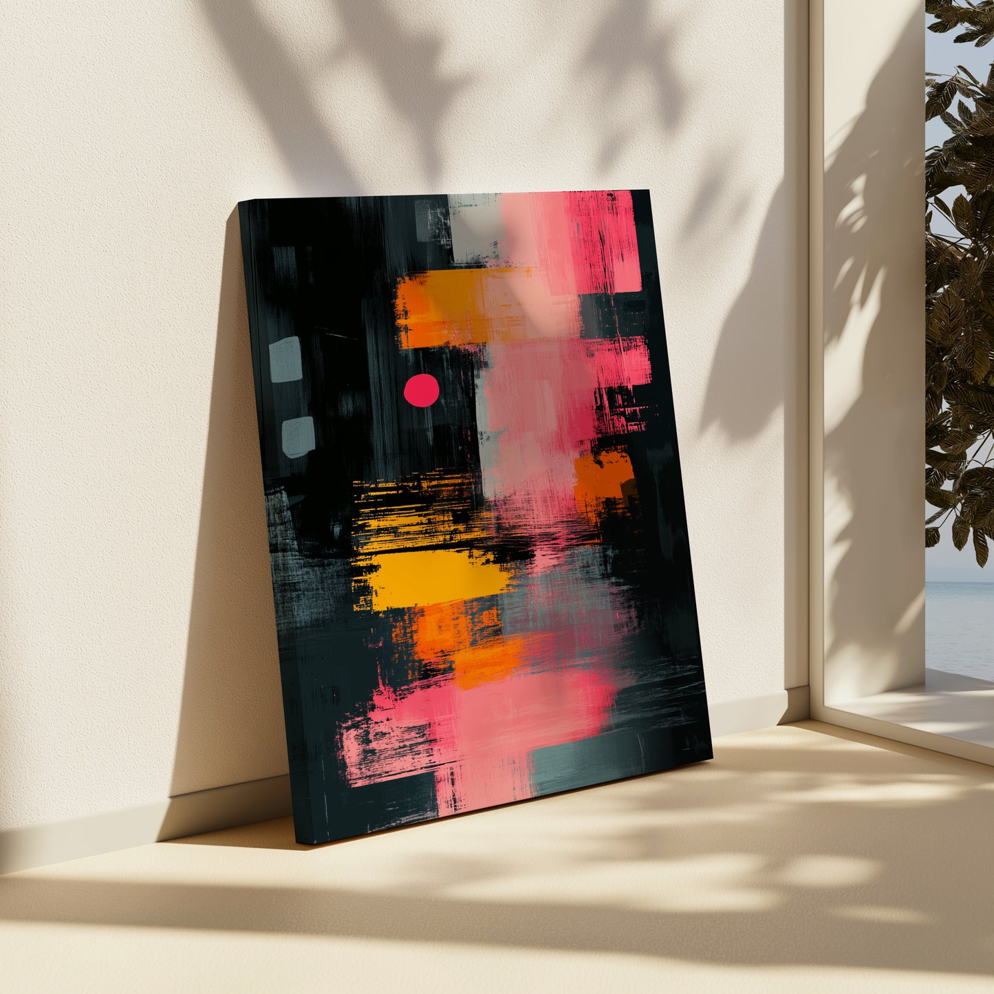 Pink & Orange Chaos Abstract Canvas