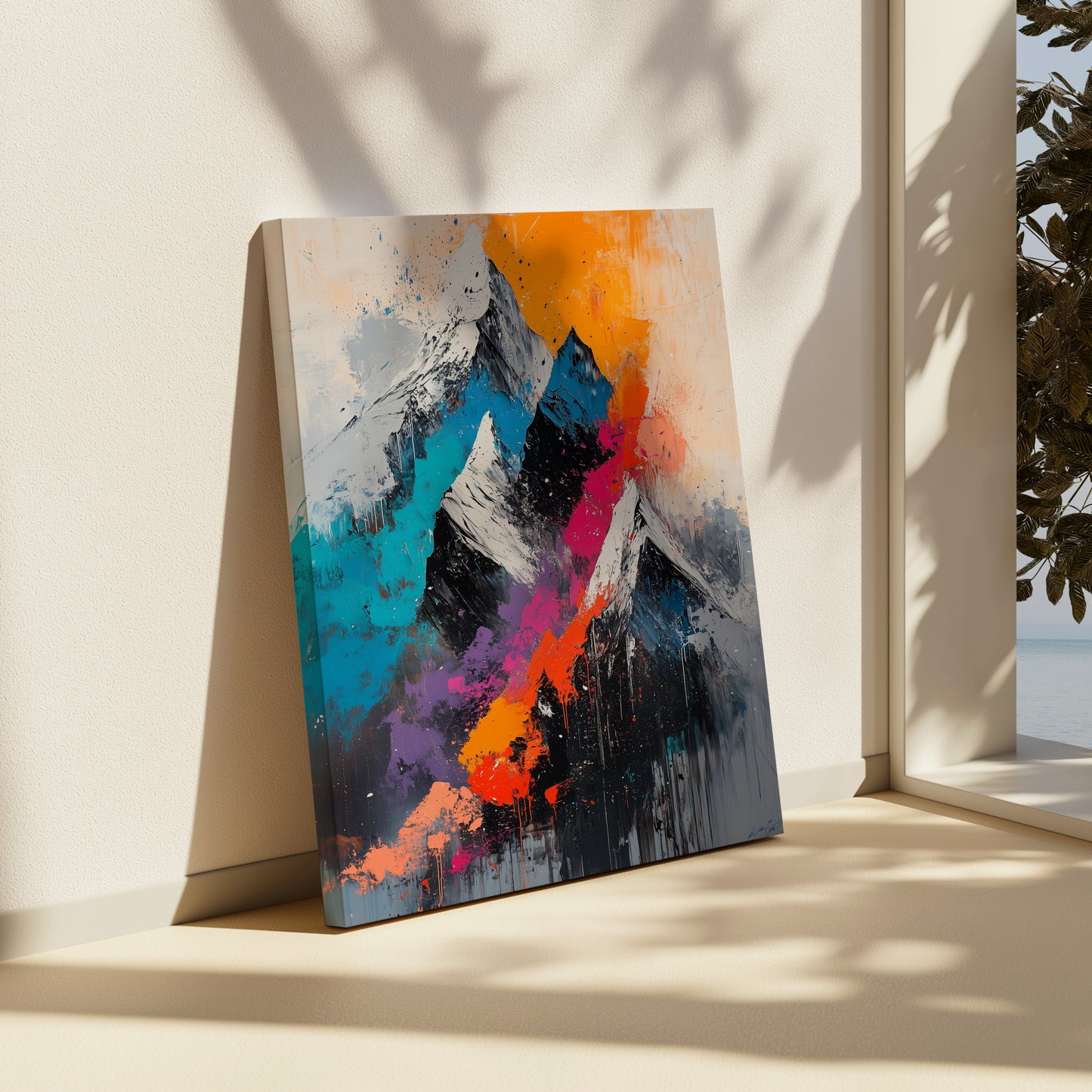Coloured Mountain Abstract Canvas
