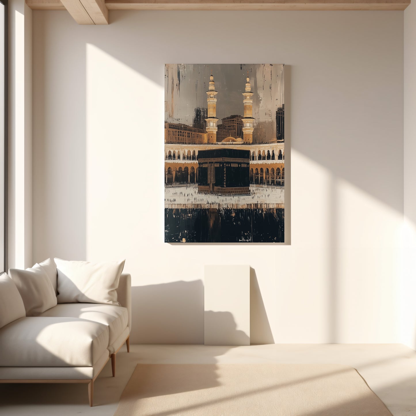 A striking abstract Kaaba canvas
