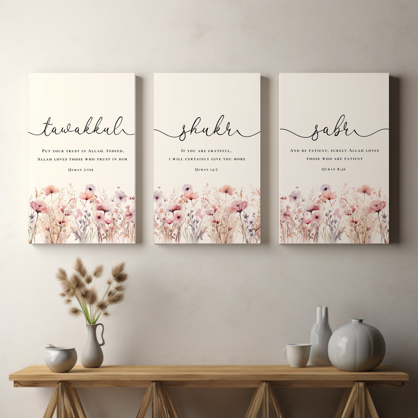 Quran Quotes Sabr Shukr Tawakkul, Islamic Quotes Canvas