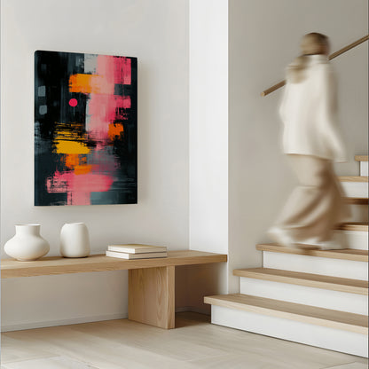 Pink & Orange Chaos Abstract Canvas