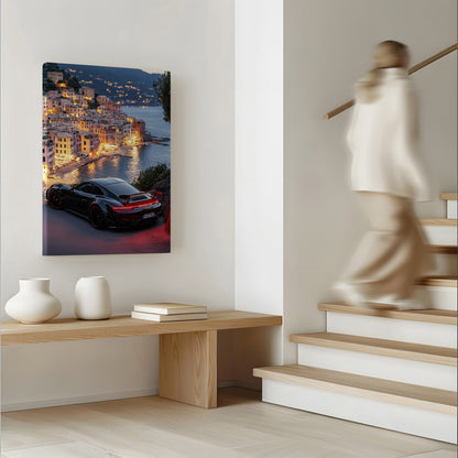 Midnight Prestige: Porsche Car Canvas