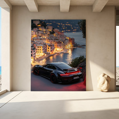 Midnight Prestige: Porsche Car Canvas