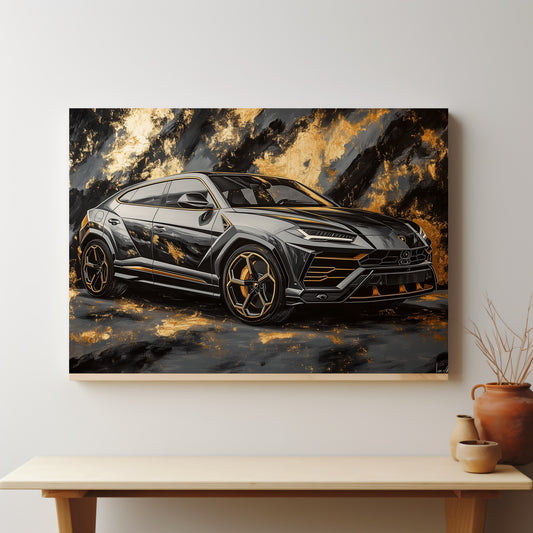 Golden Fury: Abstract Urus Canvas