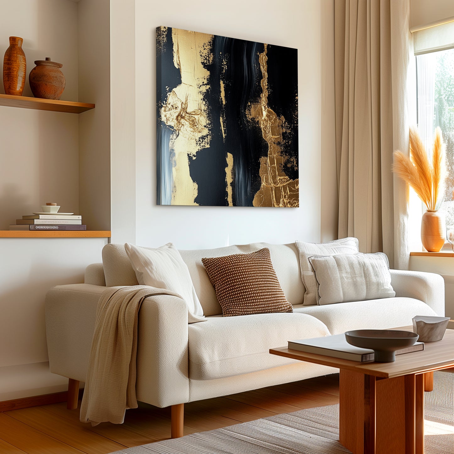 Glossy Gold Marble Abstract Canvas