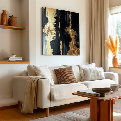 Glossy Gold Marble Abstract Canvas