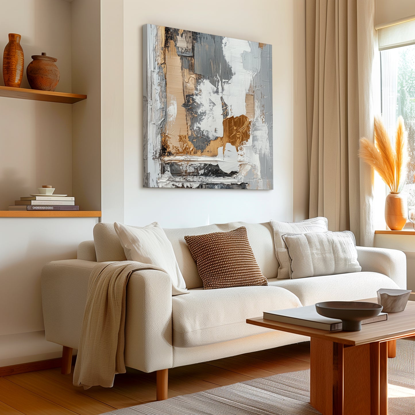 Gold & Cream Wall Paint Abstract Canvas