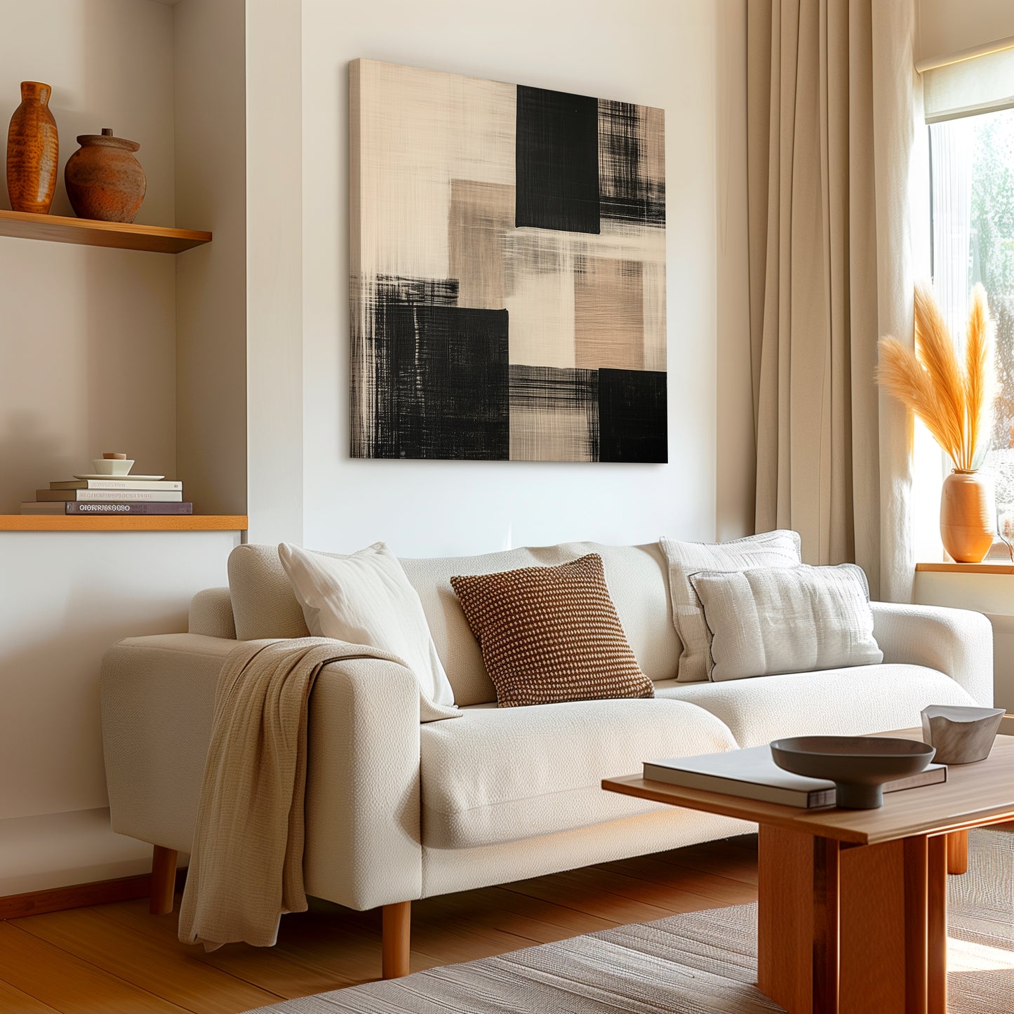 Beige Cream Abstract Canvas