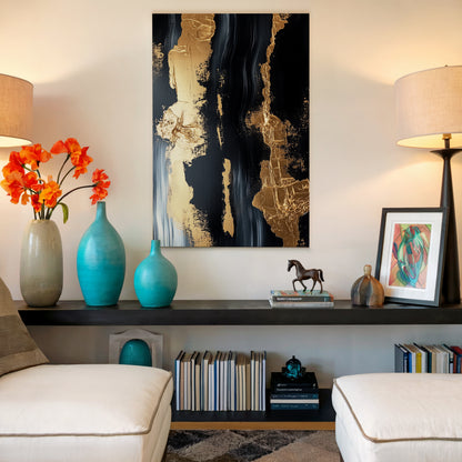 Glossy Gold Marble Abstract Canvas