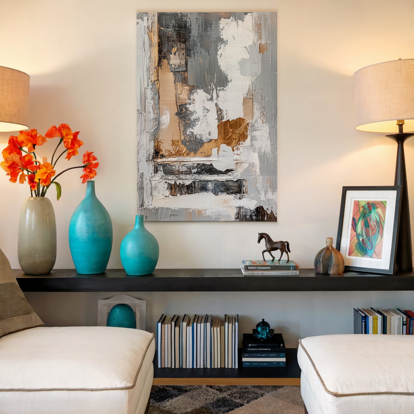 Gold & Cream Wall Paint Abstract Canvas