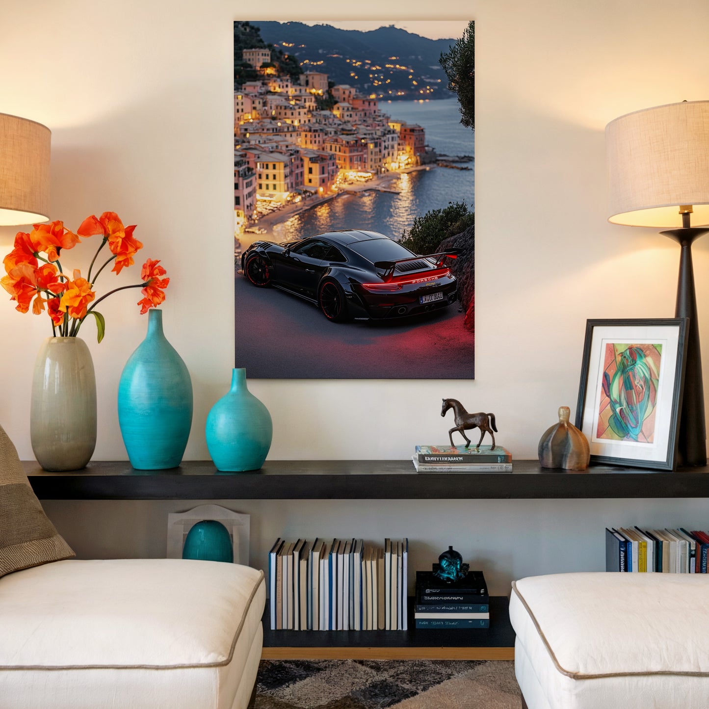 Midnight Prestige: Porsche Car Canvas