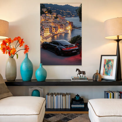 Midnight Prestige: Porsche Car Canvas