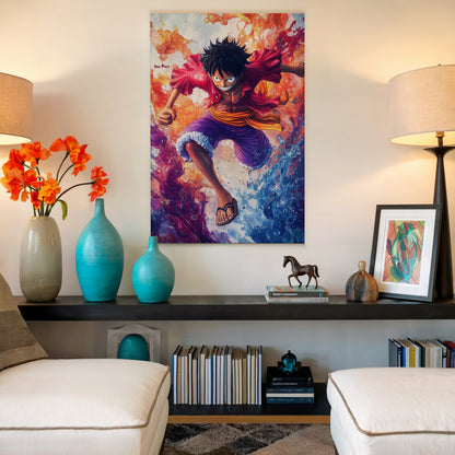 Luffy One Piece Waves Canvas