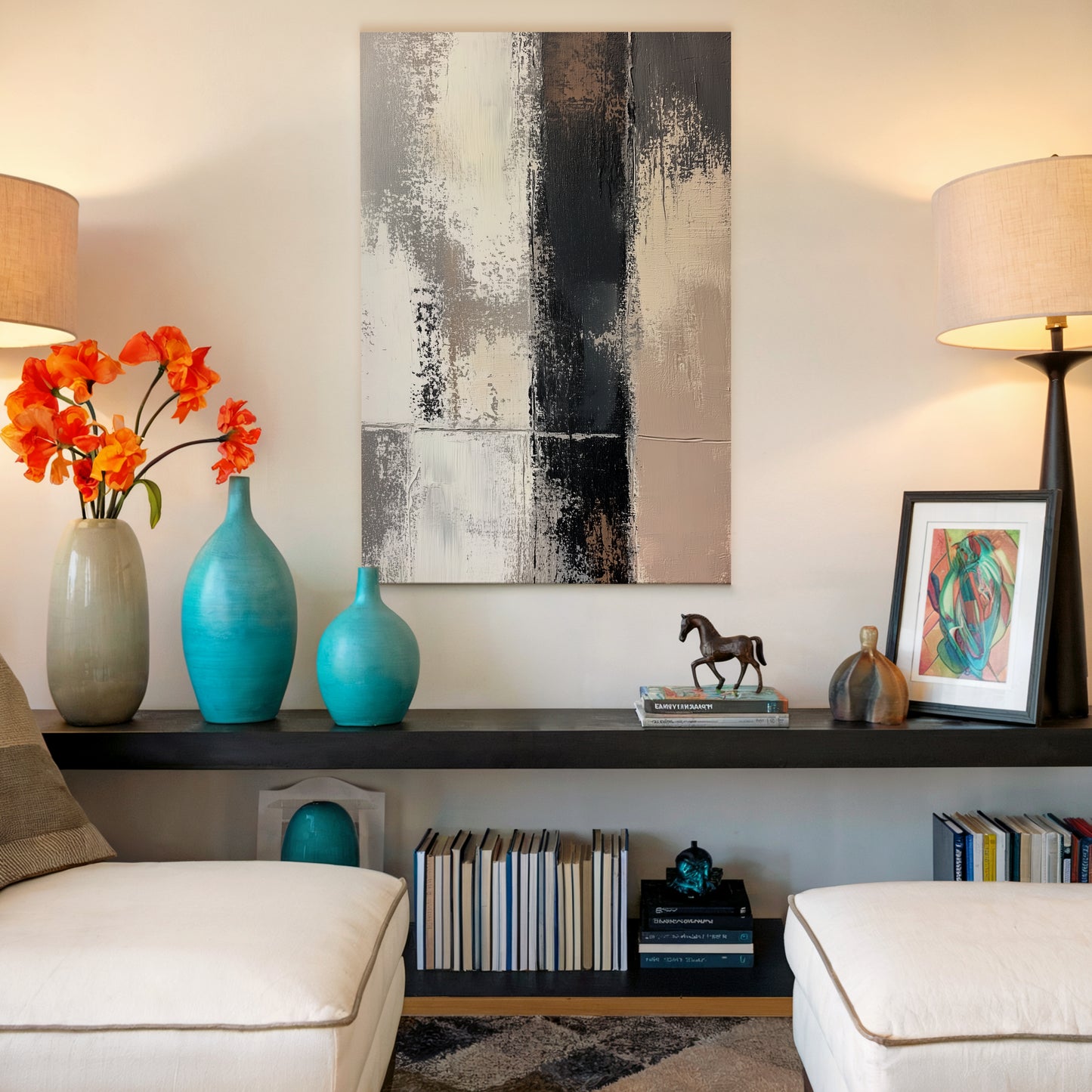 Dark Line Minimalist Abstract Canvas
