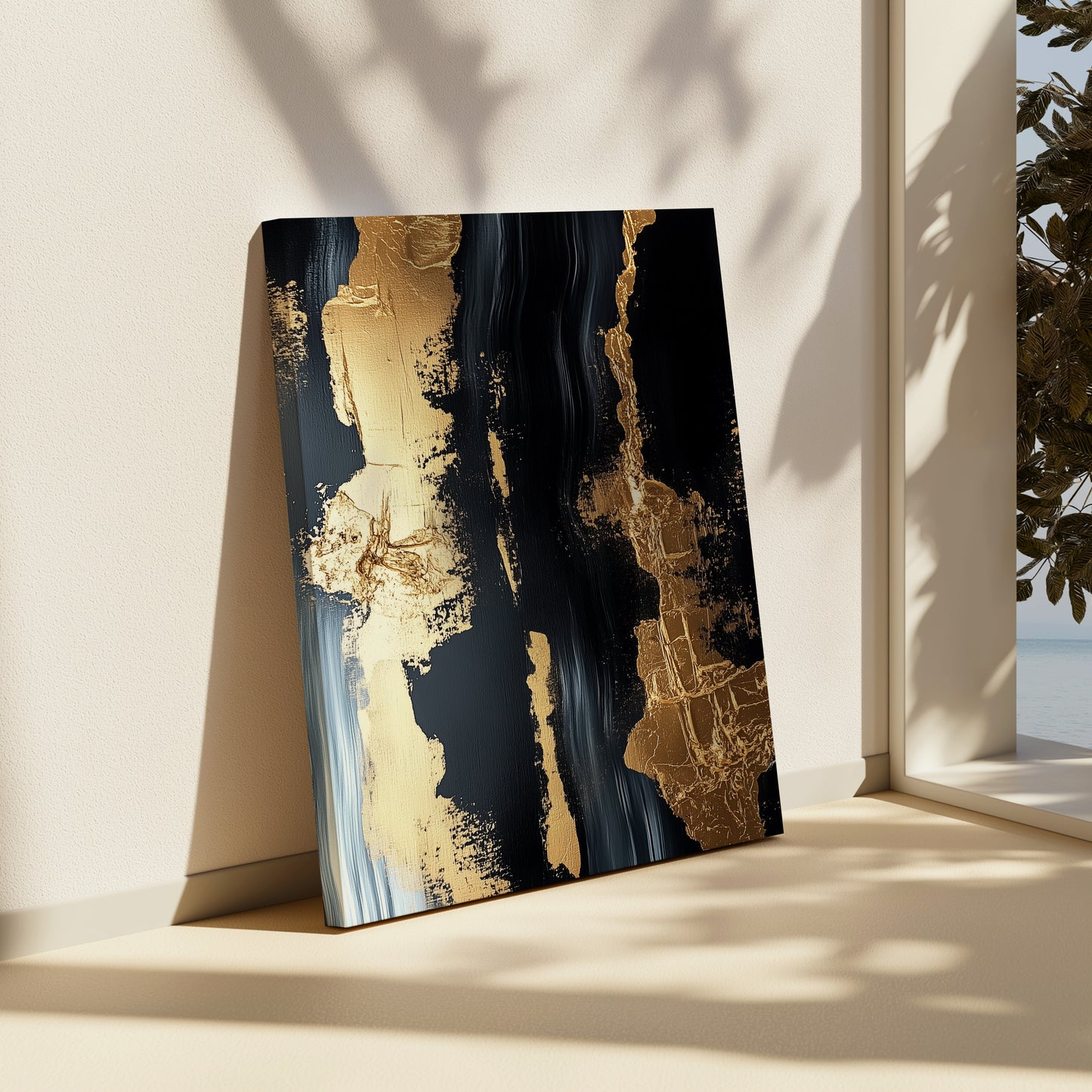 Glossy Gold Marble Abstract Canvas