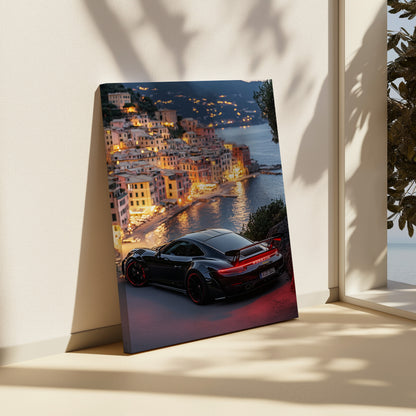 Midnight Prestige: Porsche Car Canvas