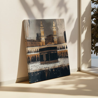 A striking abstract Kaaba canvas