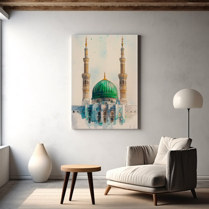 Masjid al-Nabawi green dome canvas
