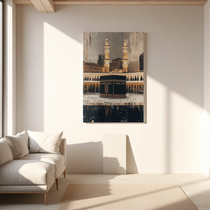 A striking abstract Kaaba canvas
