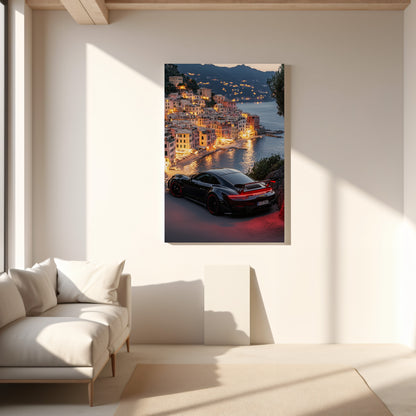 Midnight Prestige: Porsche Car Canvas