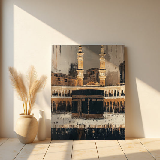 A striking abstract Kaaba canvas