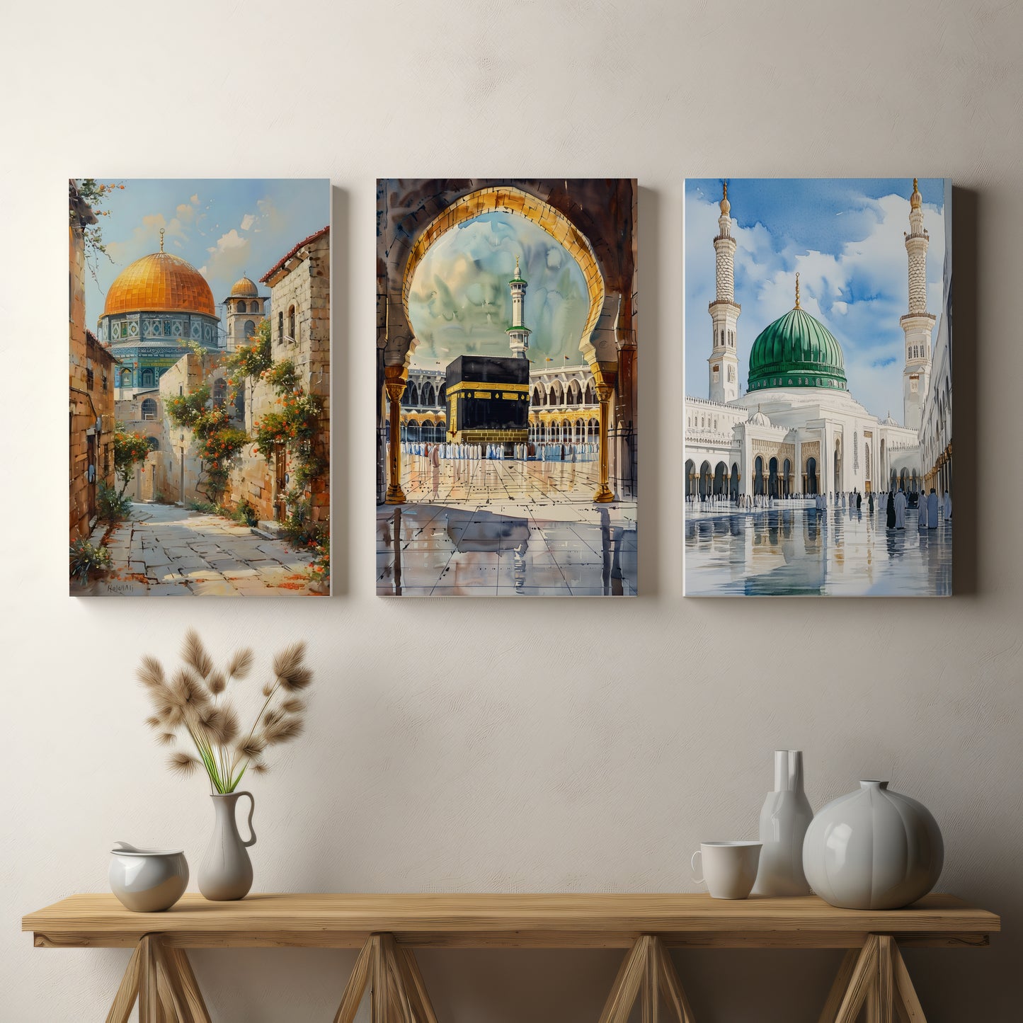 Blessed Islamic Landmarks – 3-Piece Canvas Art Collection
