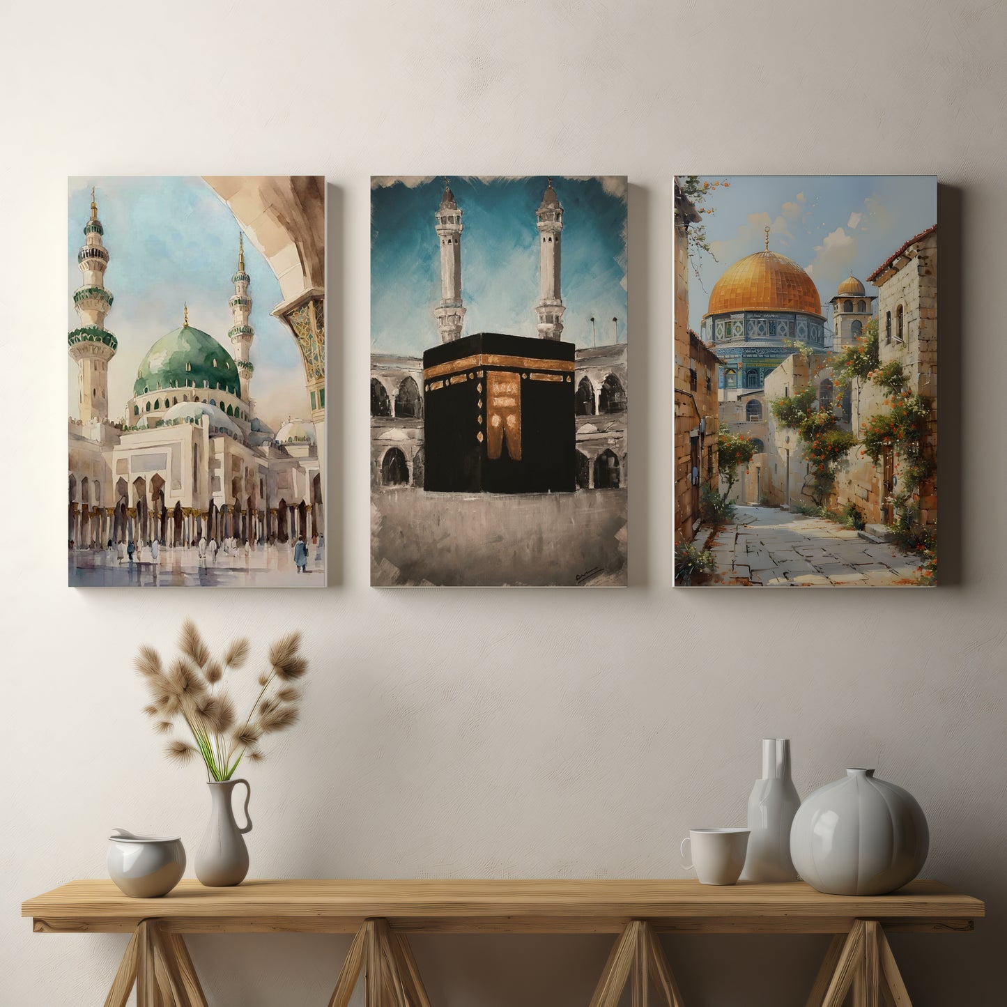 Nur of the Ummah – Three-Panel Islamic Wall Art