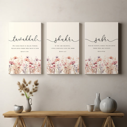 Quran Quotes Sabr Shukr Tawakkul, Islamic Quotes Canvas