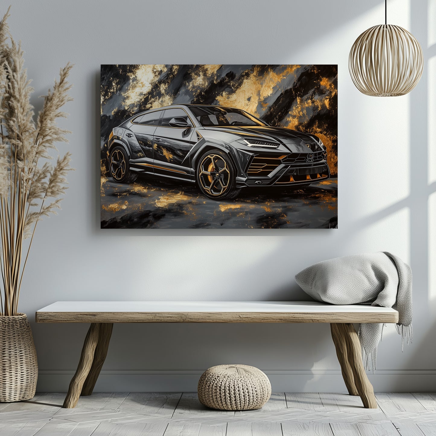 Golden Fury: Abstract Urus Canvas