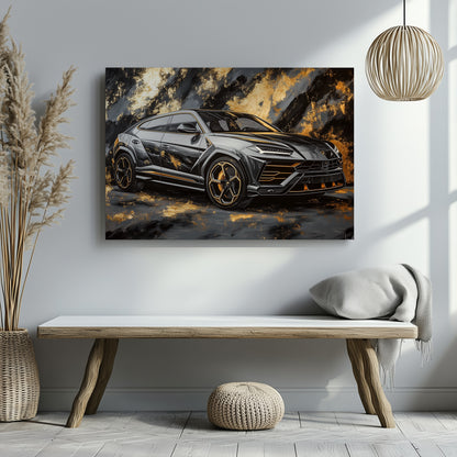 Golden Fury: Abstract Urus Canvas