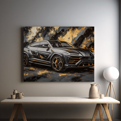 Golden Fury: Abstract Urus Canvas